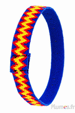 Indiaanse elastische haarband - breedte 3 cm - blauw-rood-geel